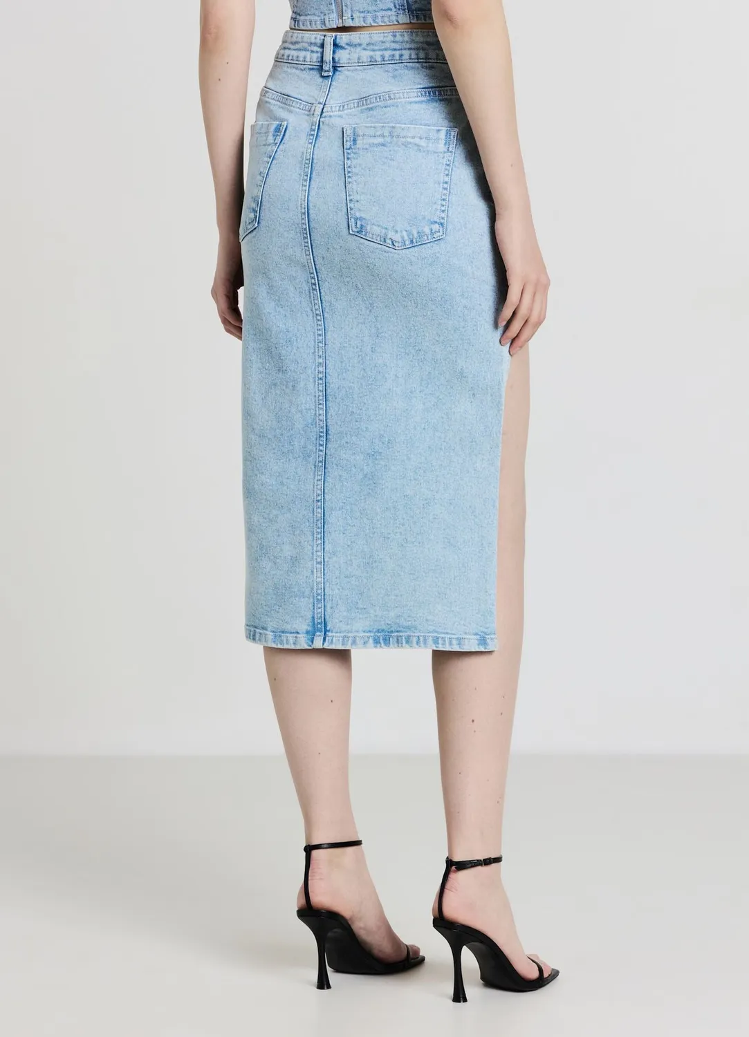 Calliope jupe midi denim fendue femme regular