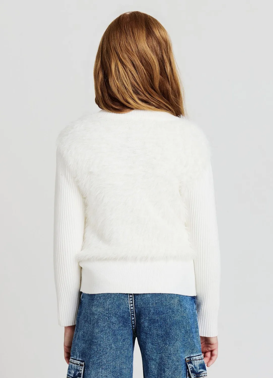 Calliope sweat fille zippé effet peluche côtelé