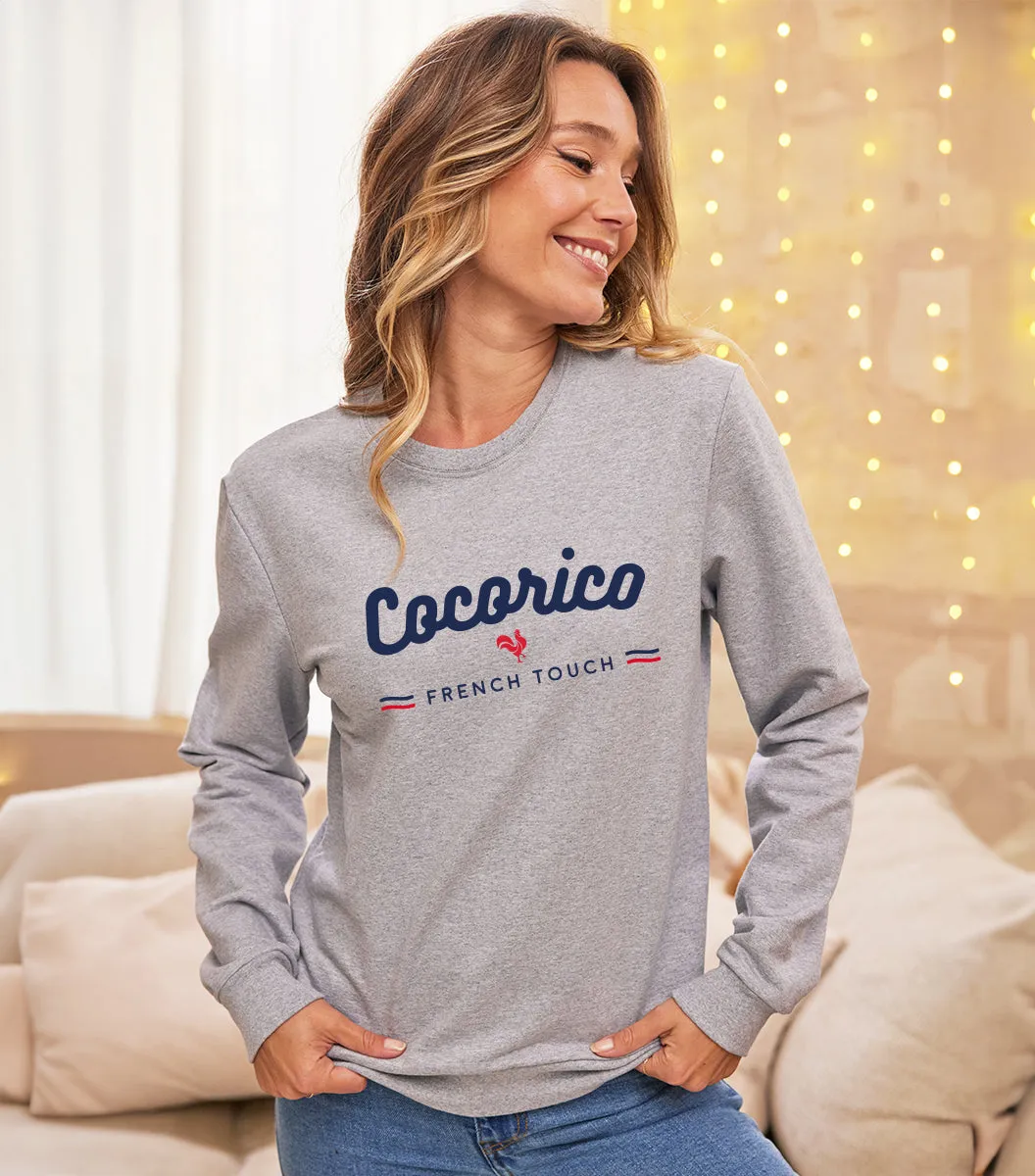 Cocorico French Touch sweat femme gris coton