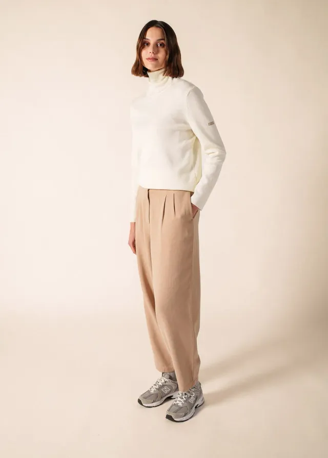 Saint James Houat pull col roulé blanc 100% laine