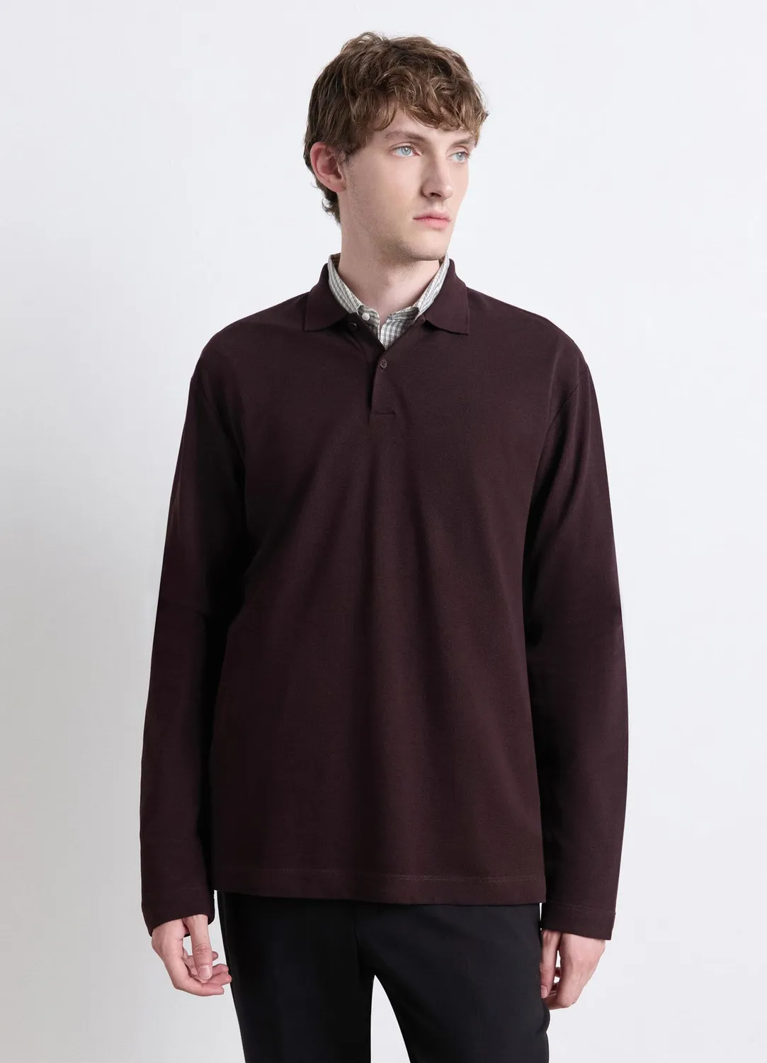 Calliope polo coton piqué homme manches longues uni