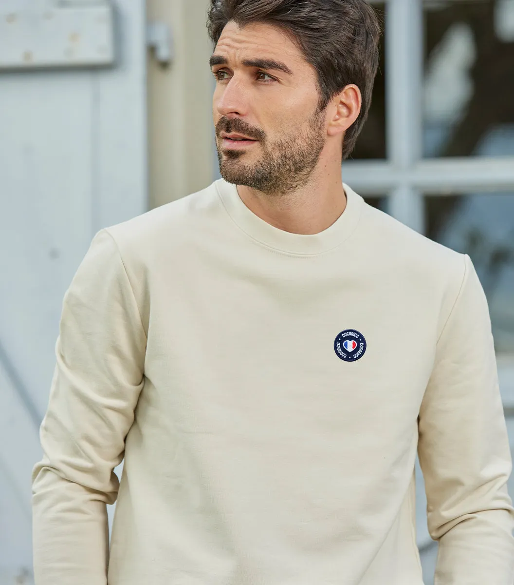 Cocorico Blason sweat homme sable coton coupe droite