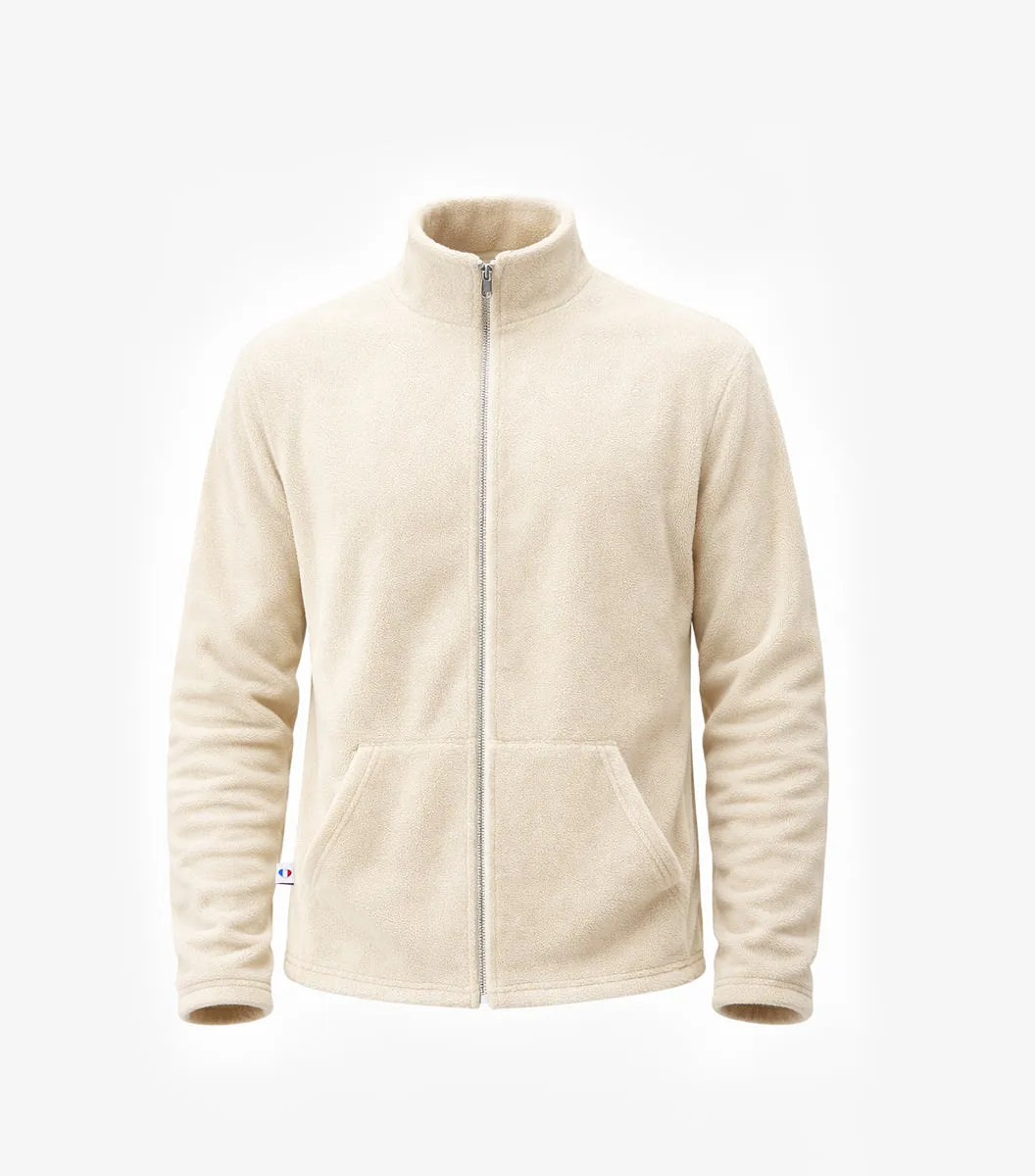 Cocorico Veste polaire zippée homme écru coton