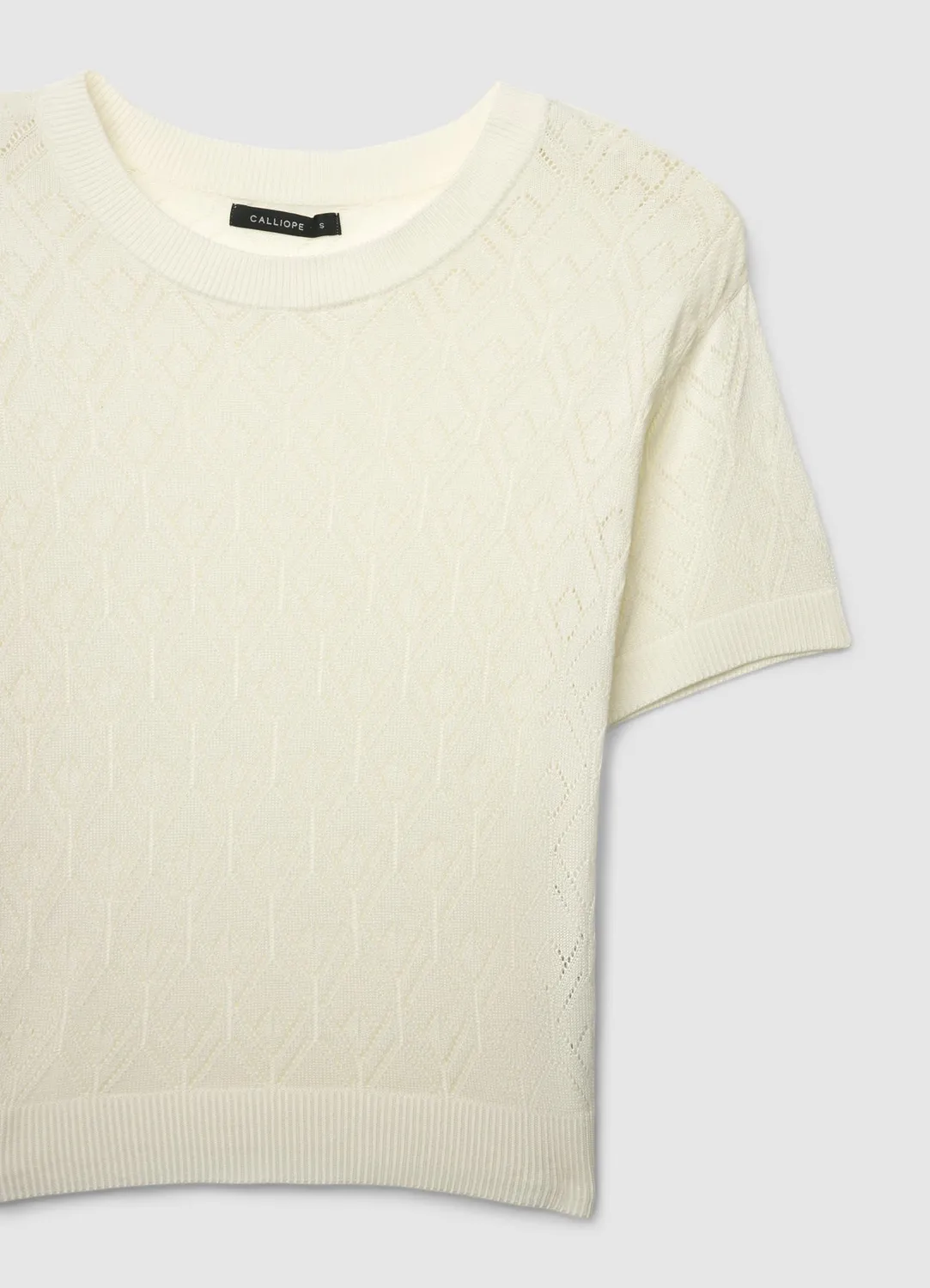 Calliope t-shirt femme uni point ajouré manches courtes