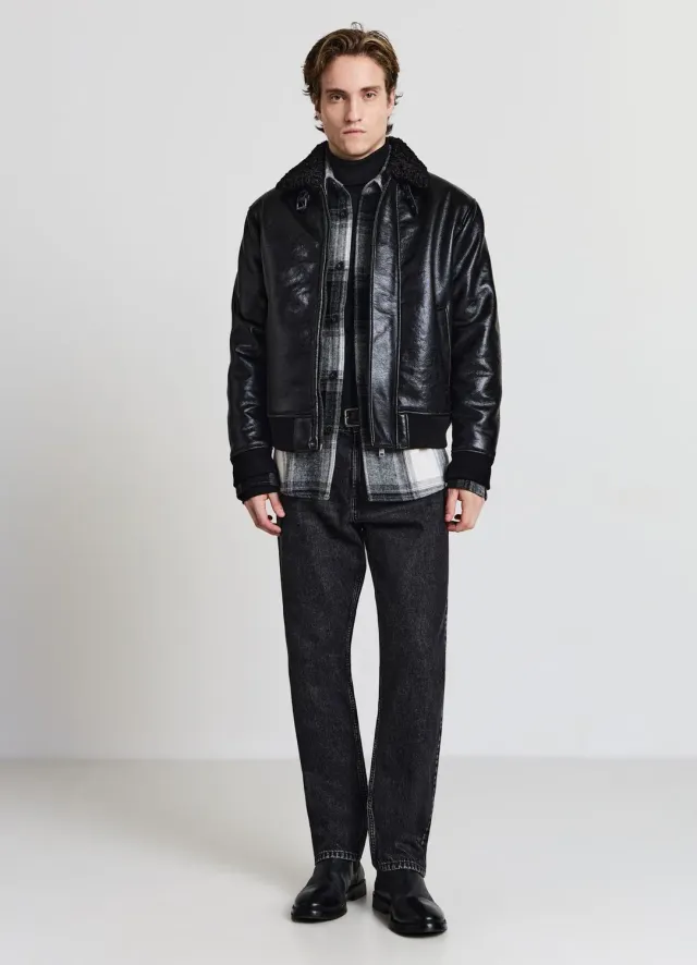 Calliope effet mouton blouson homme simili cuir