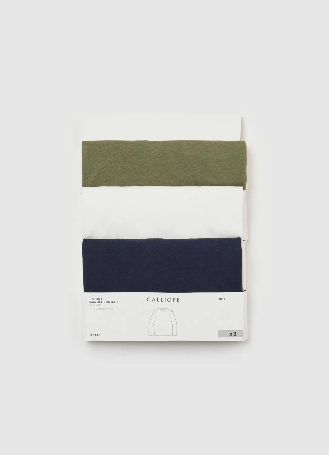 Calliope lot 3 t-shirts manches longues garçon uni
