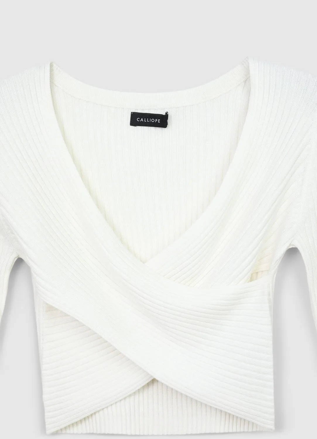 Calliope Maglia Incrociata top côtes femme S col V