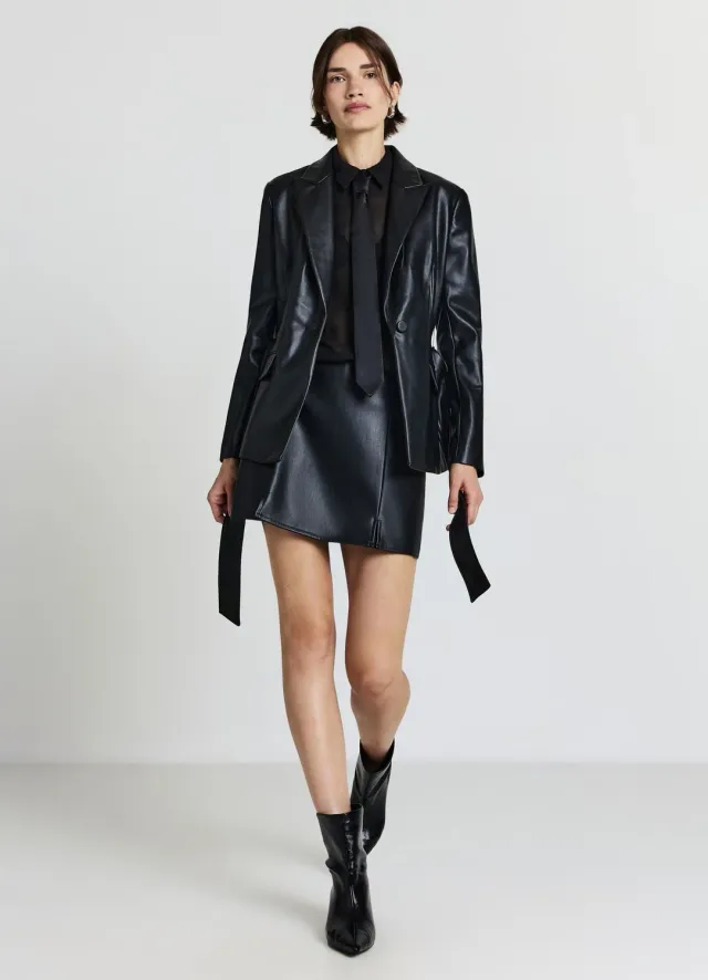 Calliope veste simili cuir femme ceinture à nouer