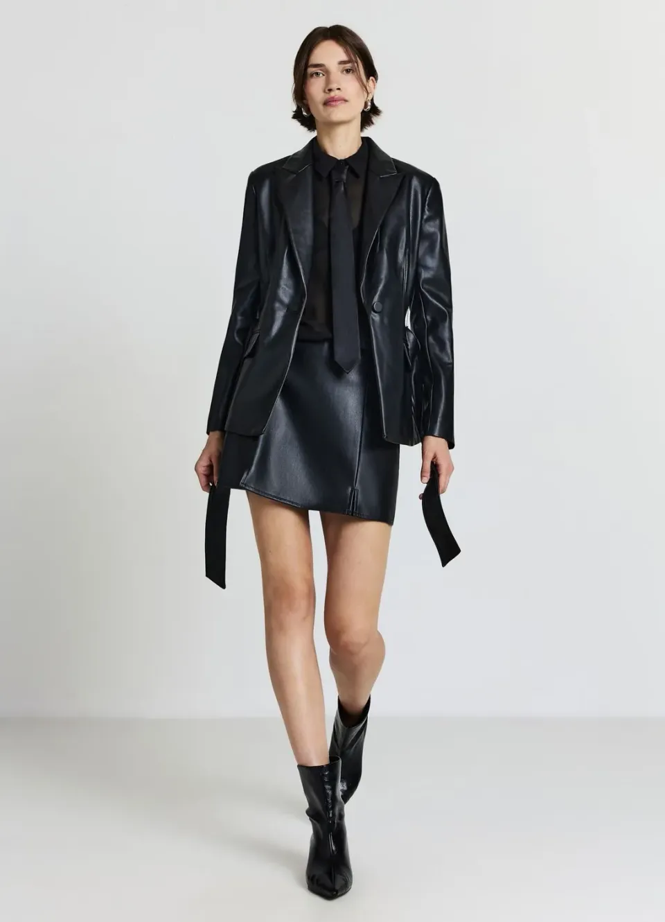 Calliope veste simili cuir femme ceinture à nouer