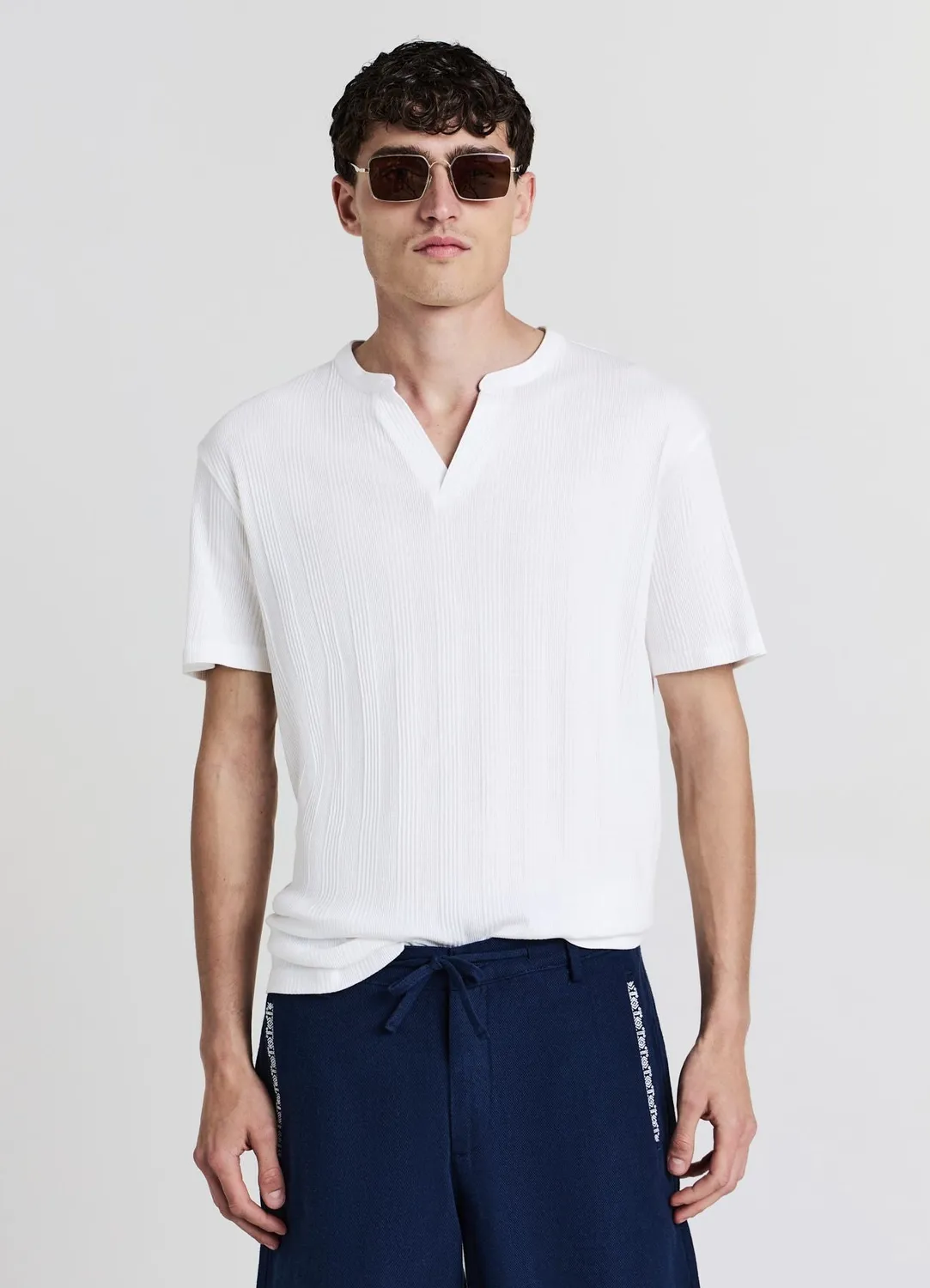 Calliope t-shirt serafino homme coton uni manches courtes