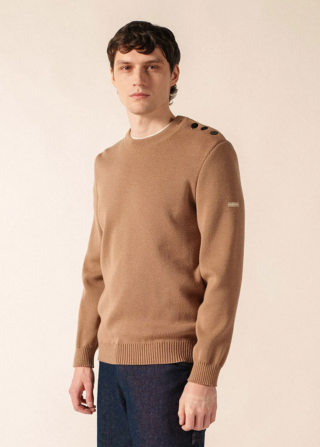 Saint James Cancale pull marin beige foncé laine