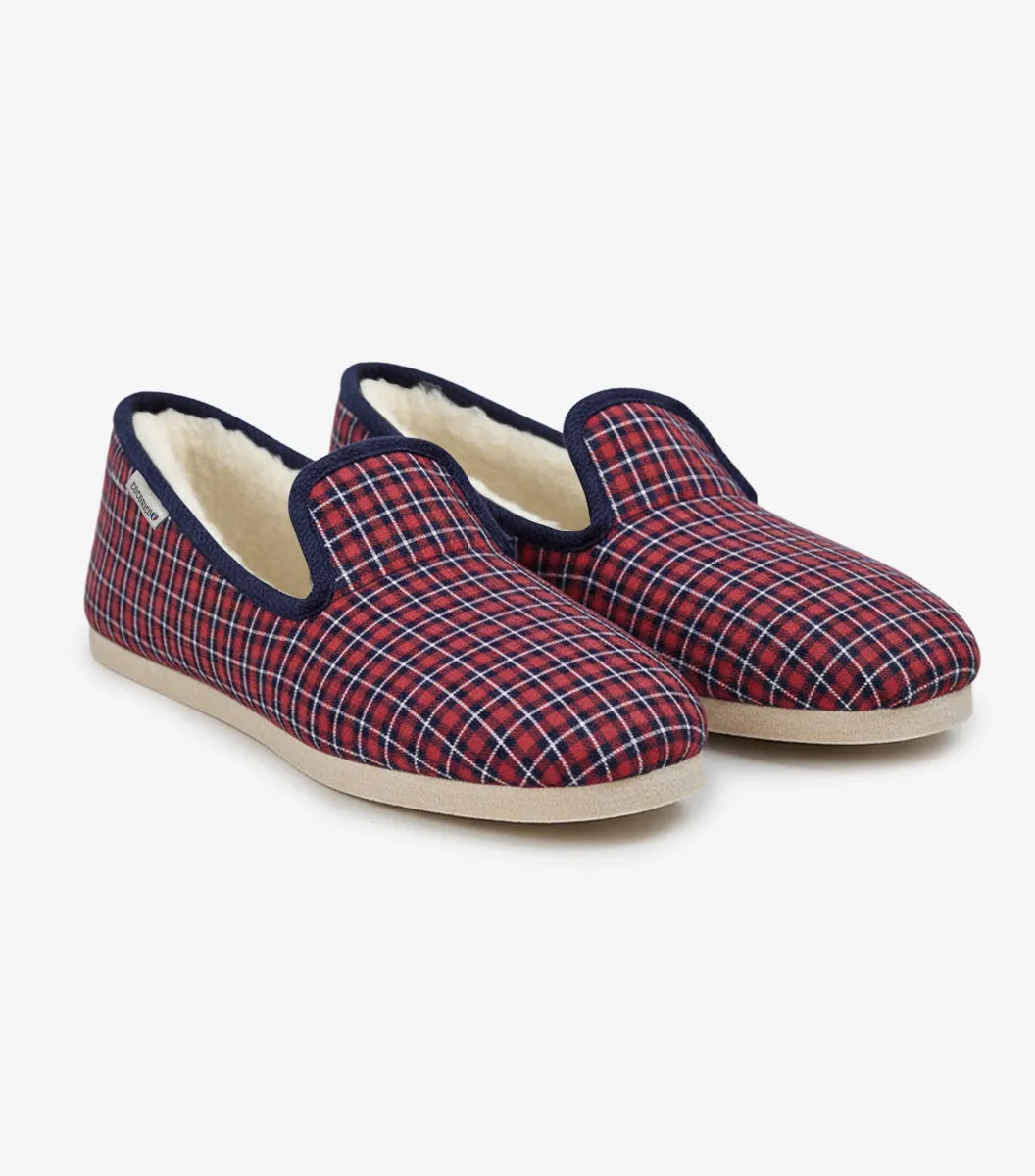 Cocorico Tartan charentaises homme laine semelle
