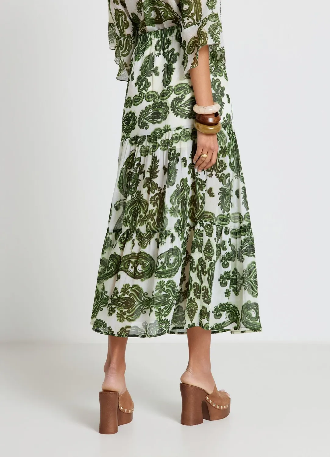 Calliope jupe longue femme volants paisley