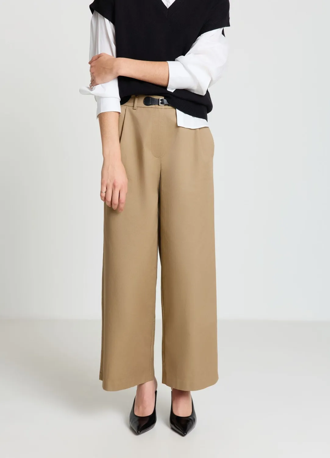 Calliope pantalon culotte femme large ceinture boucle