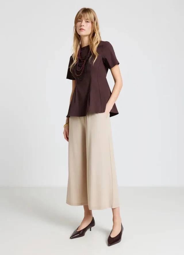 Calliope pantalon crop femme large taille haute