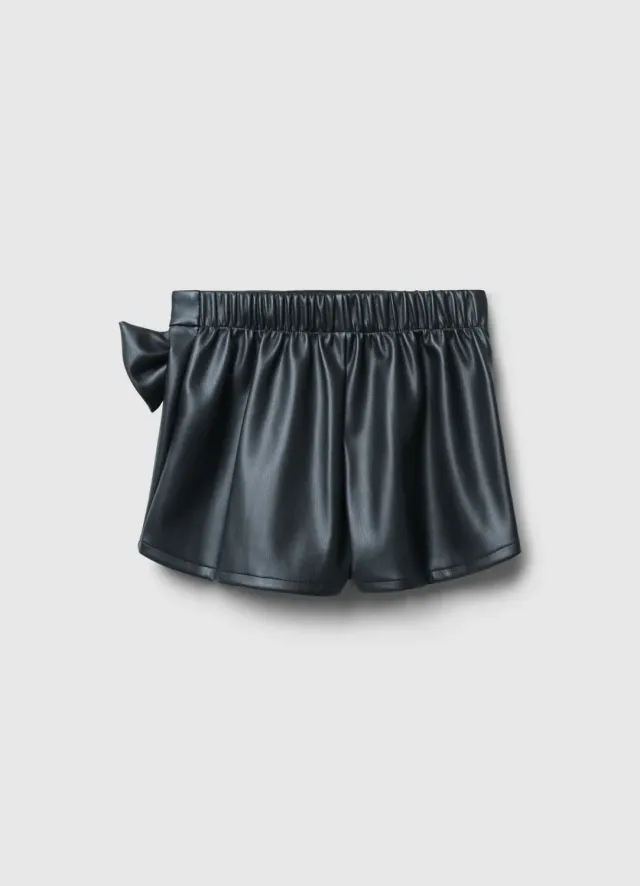 Calliope Jupe-short fille simili cuir nœud