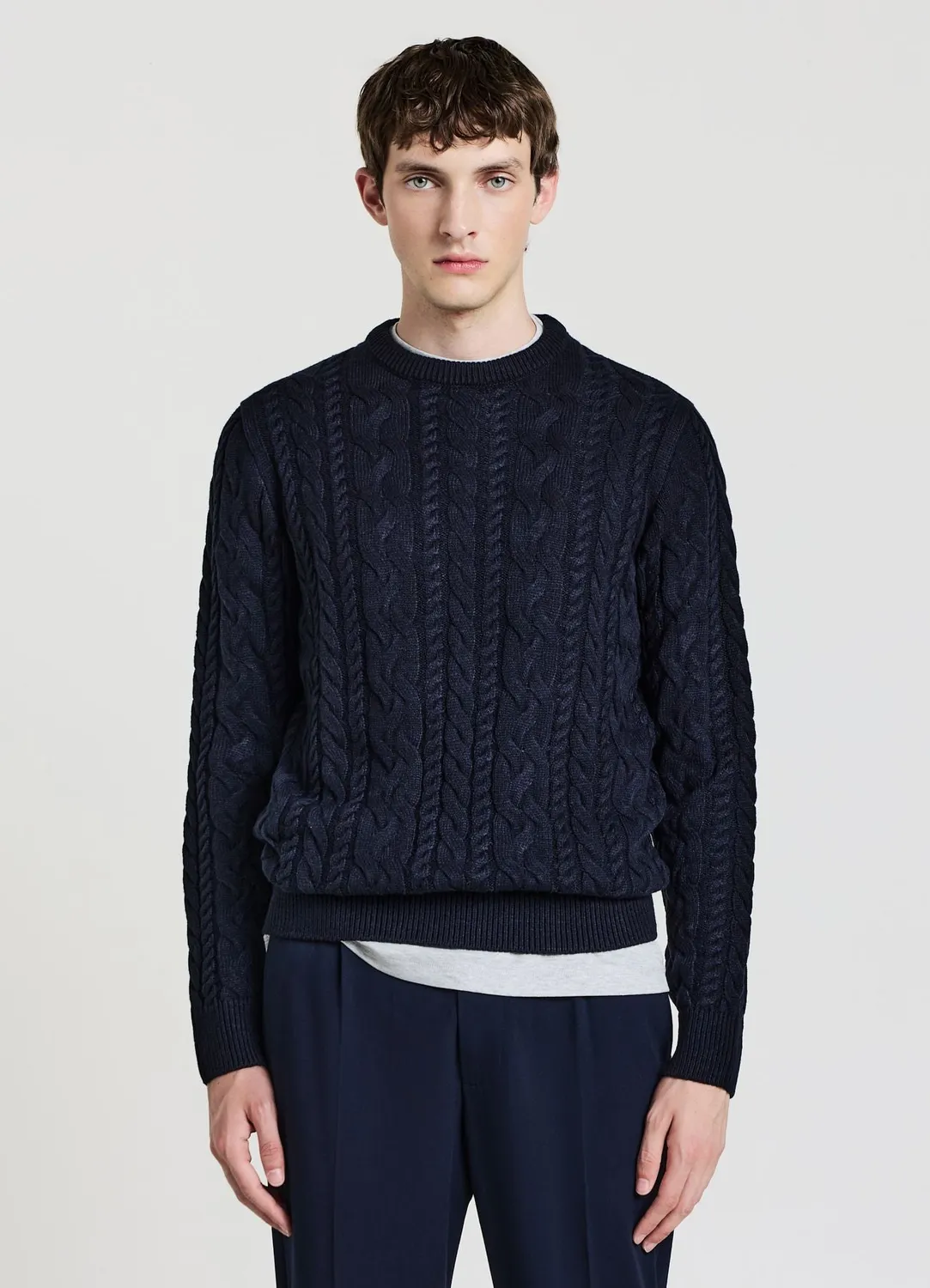 Calliope Tresses pull homme col rond à torsades
