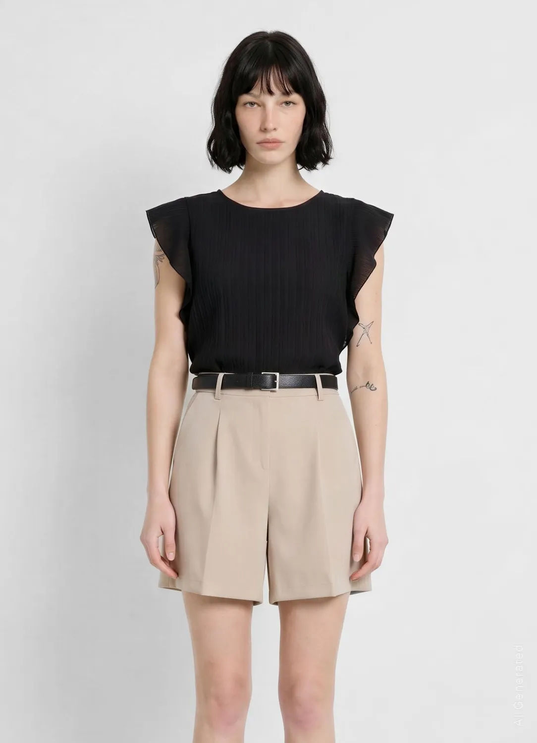 Calliope bermuda tailleur femme taille haute uni