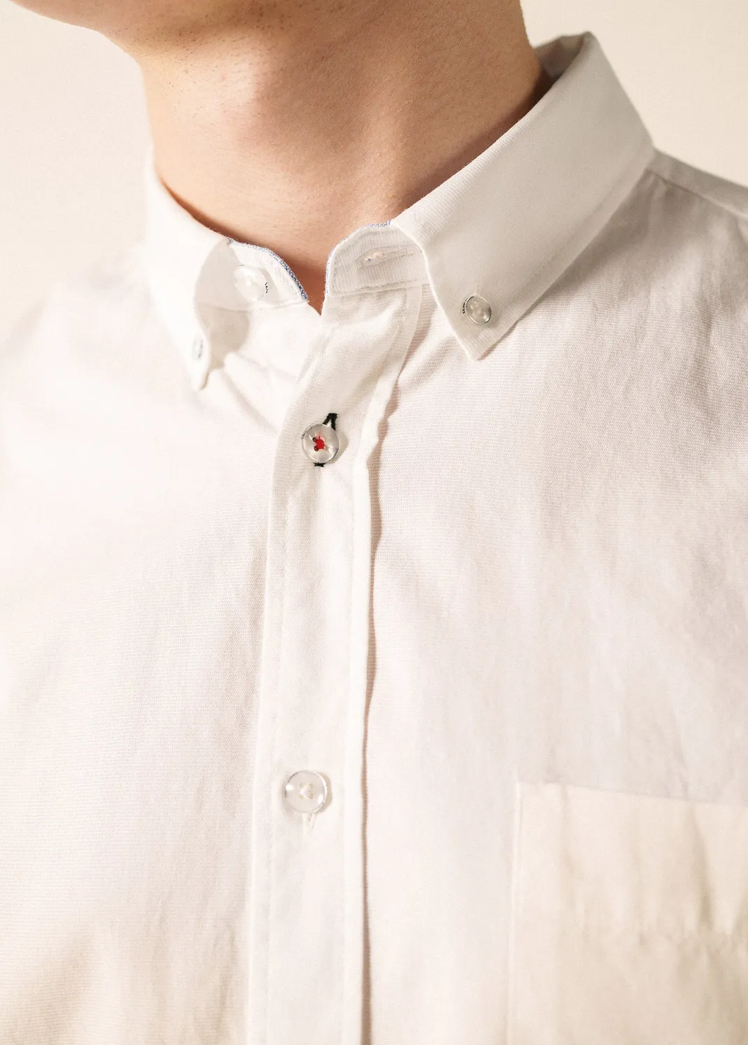 Saint James Oran chemise blanche dobby coton bio