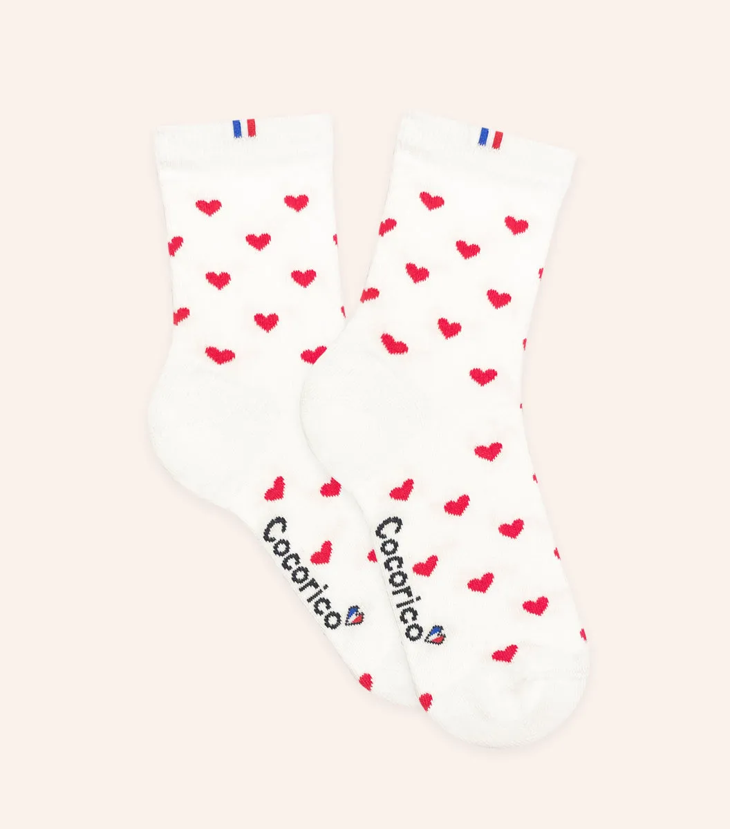 Cocorico Petit Cœur chaussettes femme rouge coton