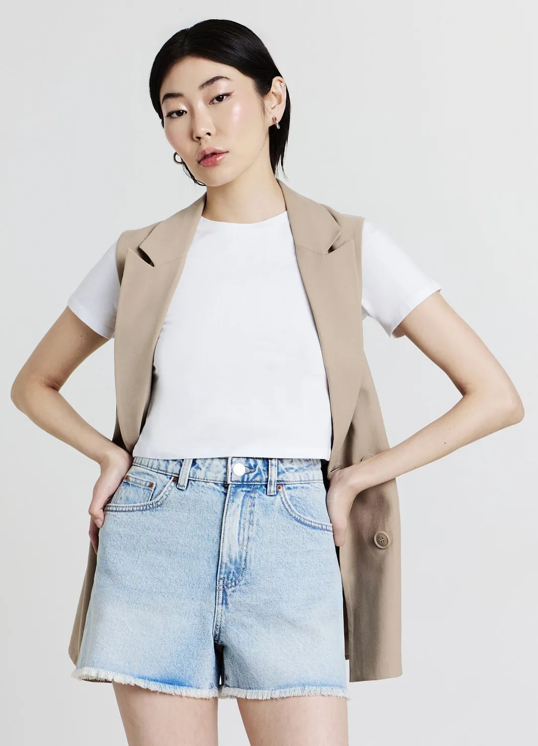 Calliope short mom jean femme effrangé denim