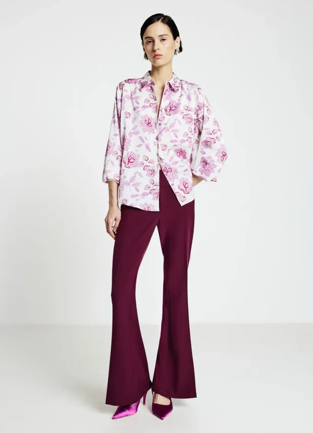 Calliope Chemise satinée fleurs femme