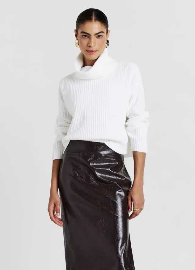 Calliope pull col roulé femme uni manches longues