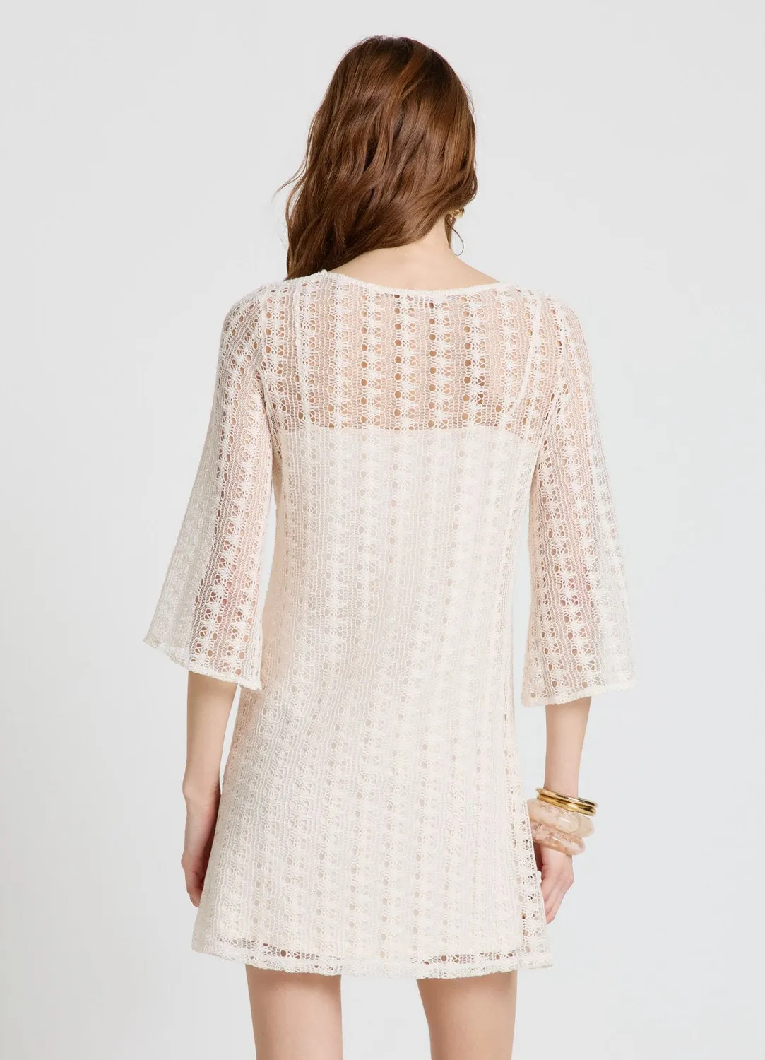 Calliope robe crochet femme mini manches 3/4