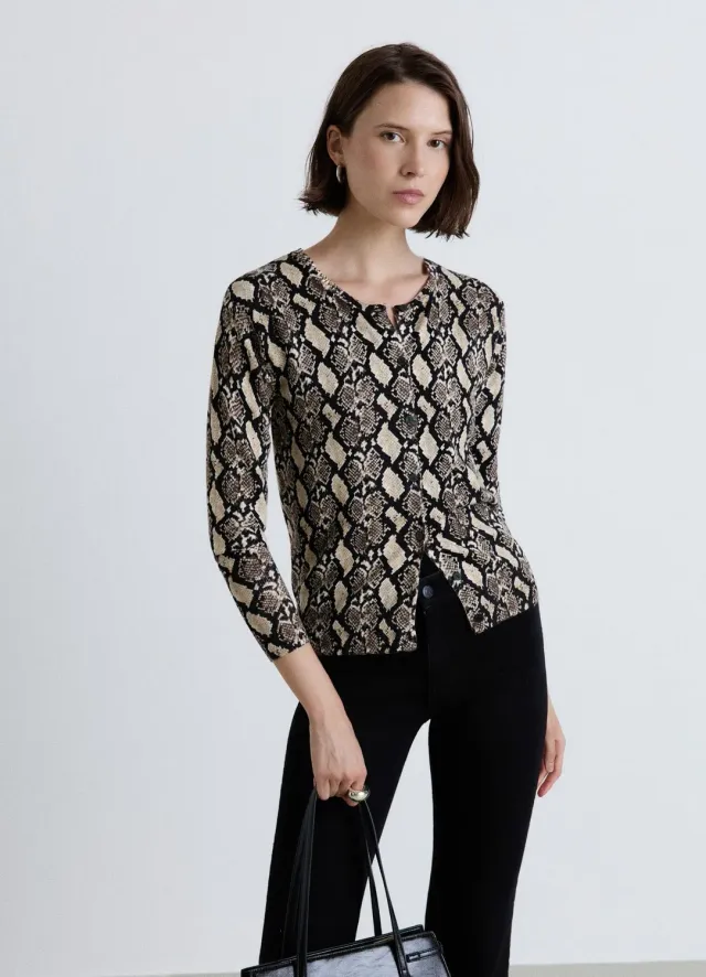 Calliope cardigan imprimé animalier col V femme