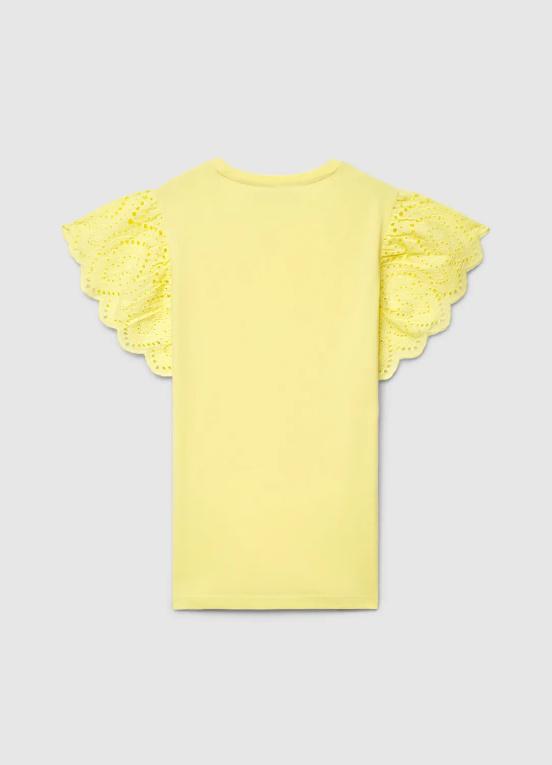 Calliope t-shirt femme col rond volants broderie