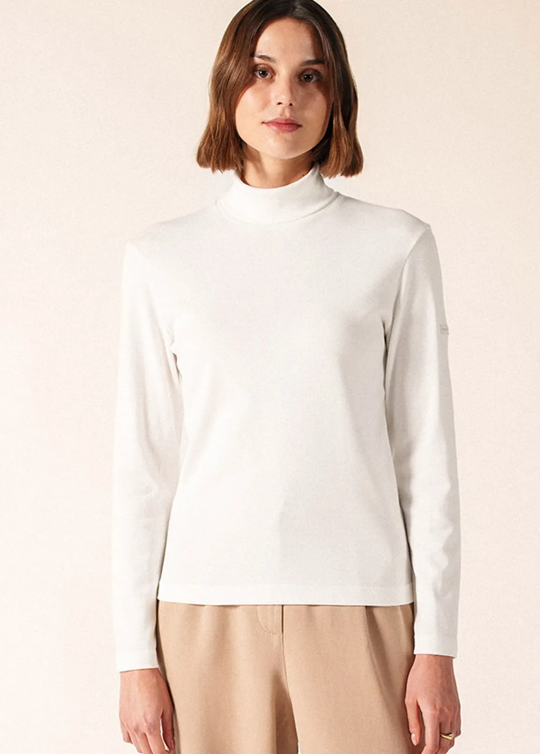Saint James Célina sous-pull écume col roulé coton
