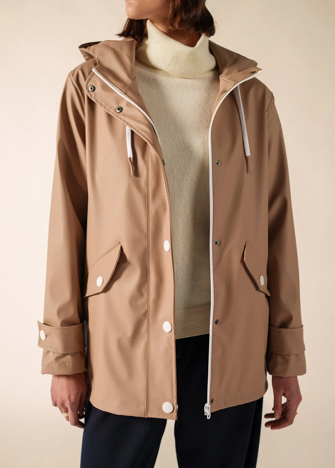Saint James Ste Gaia ciré parka beige foncé imperméable
