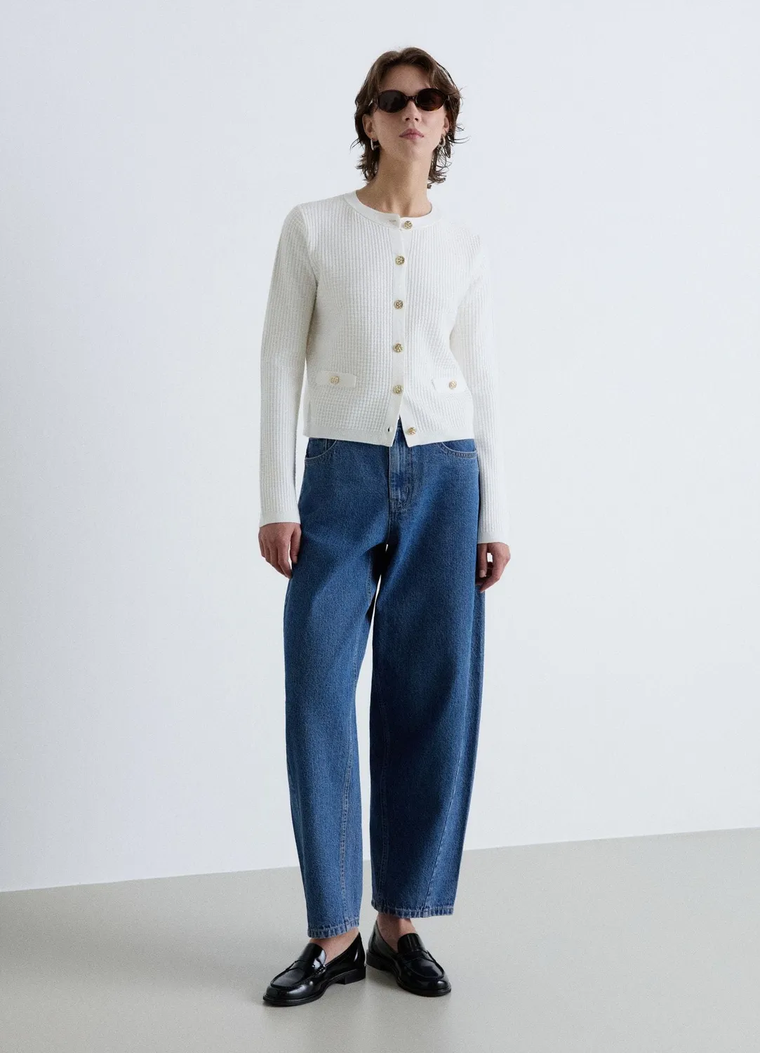 Calliope cardigan nid d'abeille boutons bijou femme