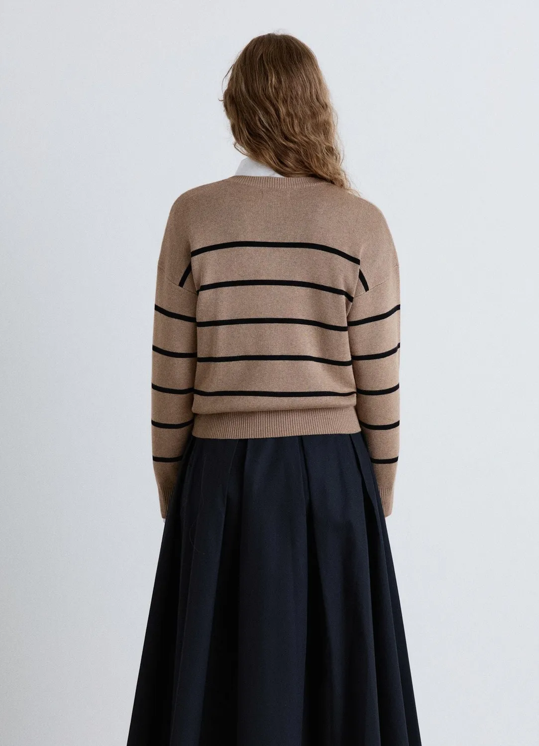 Calliope pull col V femme rayé manches longues