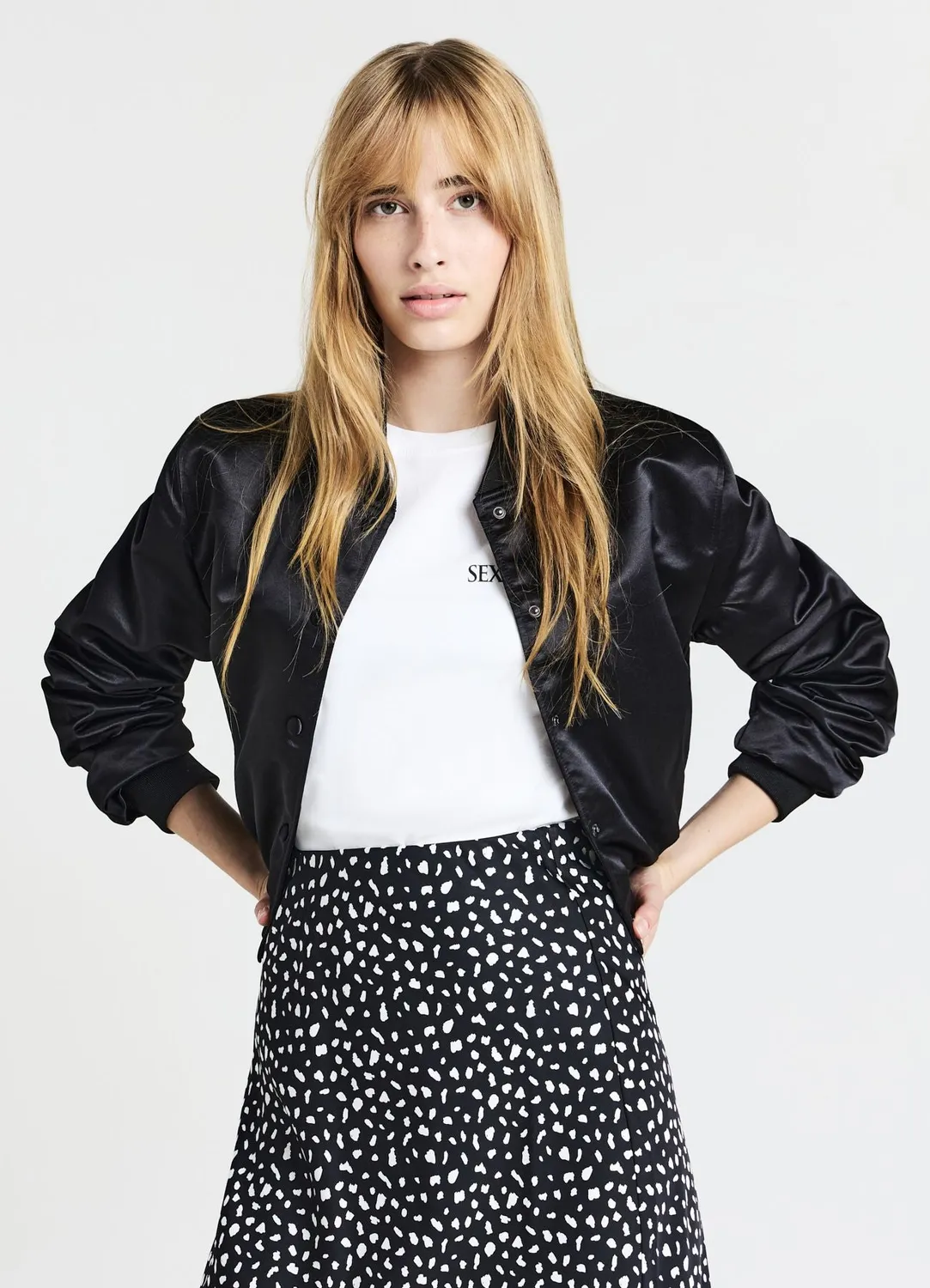 Calliope bomber satin veste femme uni