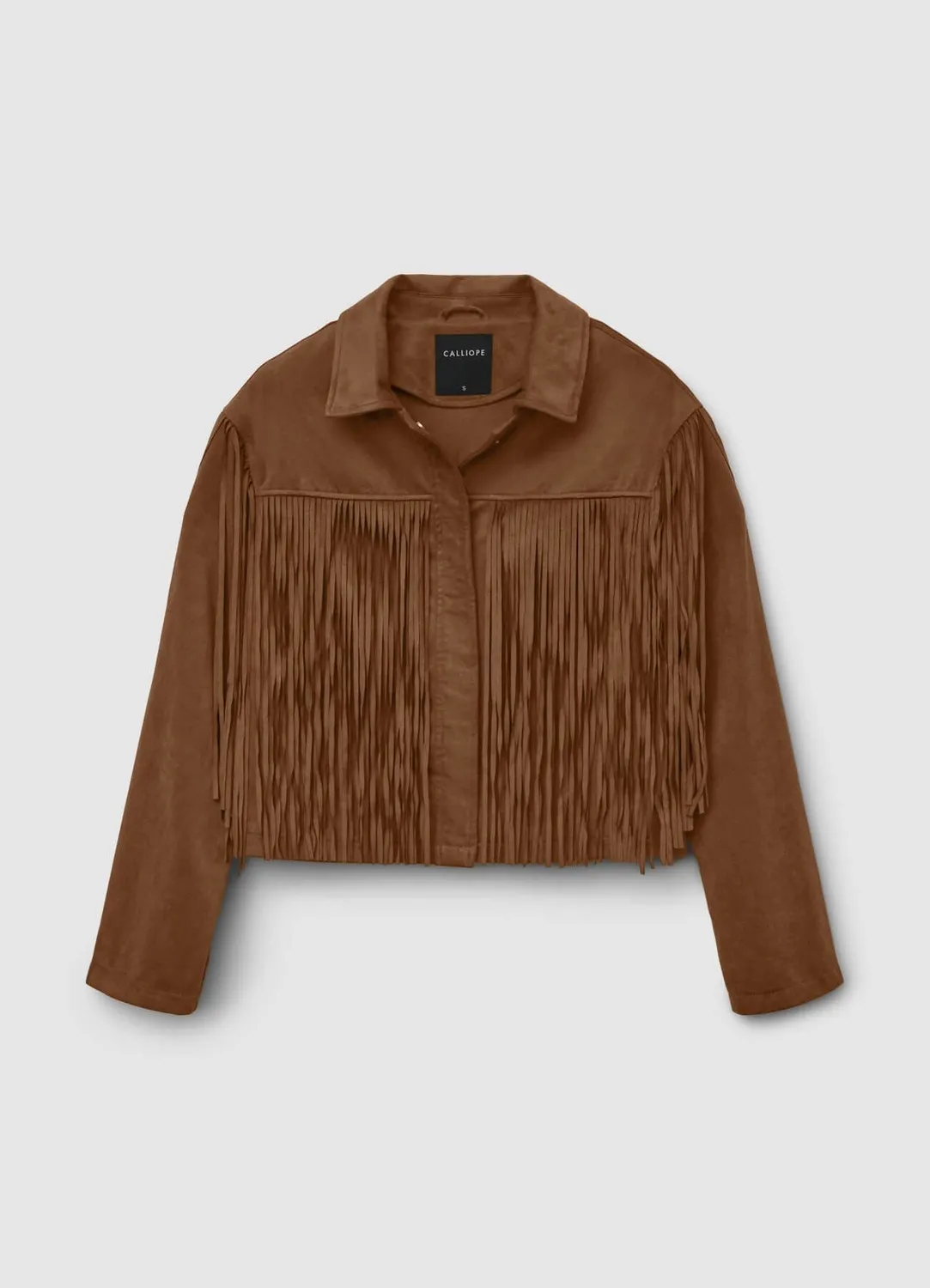 Calliope veste femme effet daim à franges courte