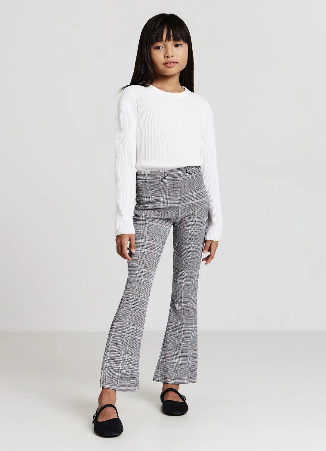 Calliope pantalon fille évasé à carreaux