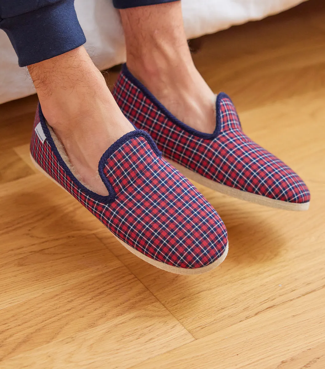 Cocorico Tartan charentaises homme laine semelle