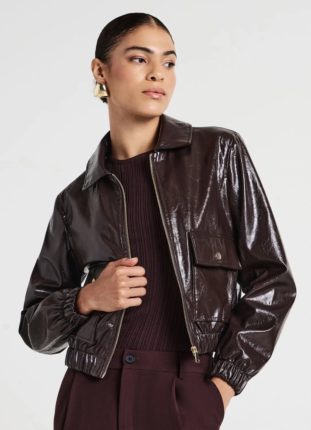 Calliope blouson effet cuir femme brillant zippé