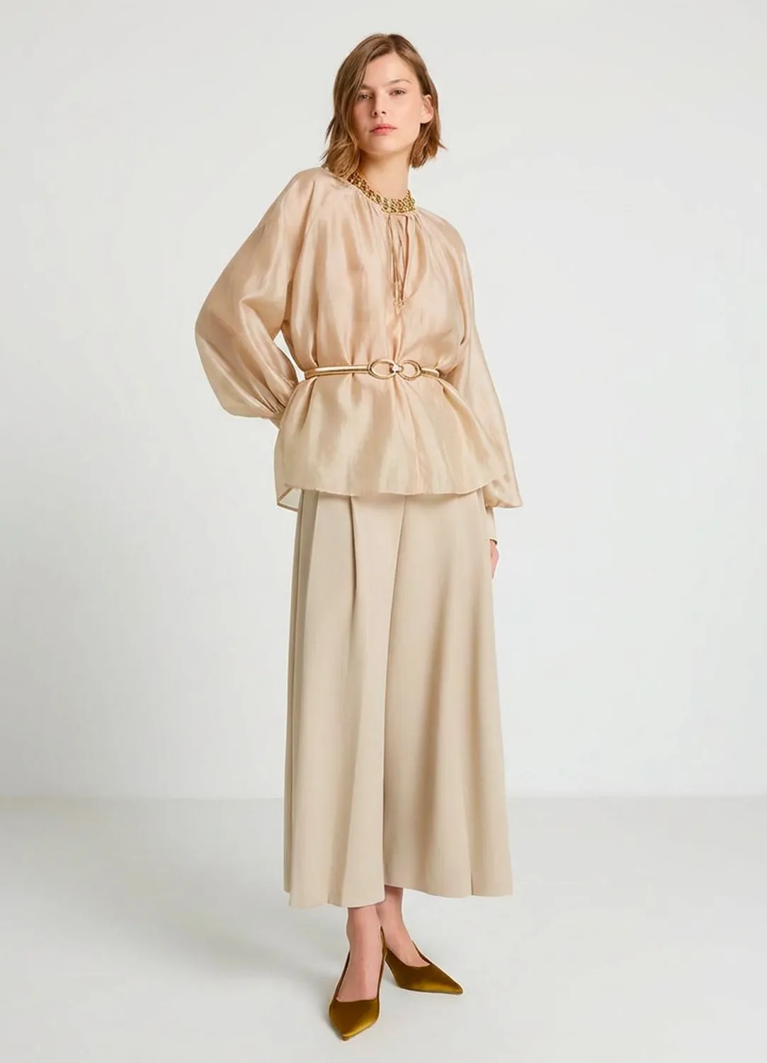 Calliope culotte à plis pantalon large uni zip latéral