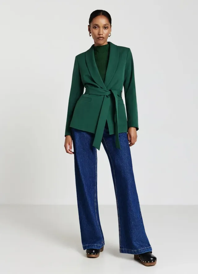 Calliope Veste Ceinturée Femme Col Châle Bureau