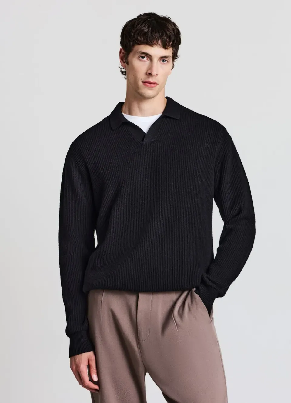 Calliope Pull polo côtelé homme manches longues regular