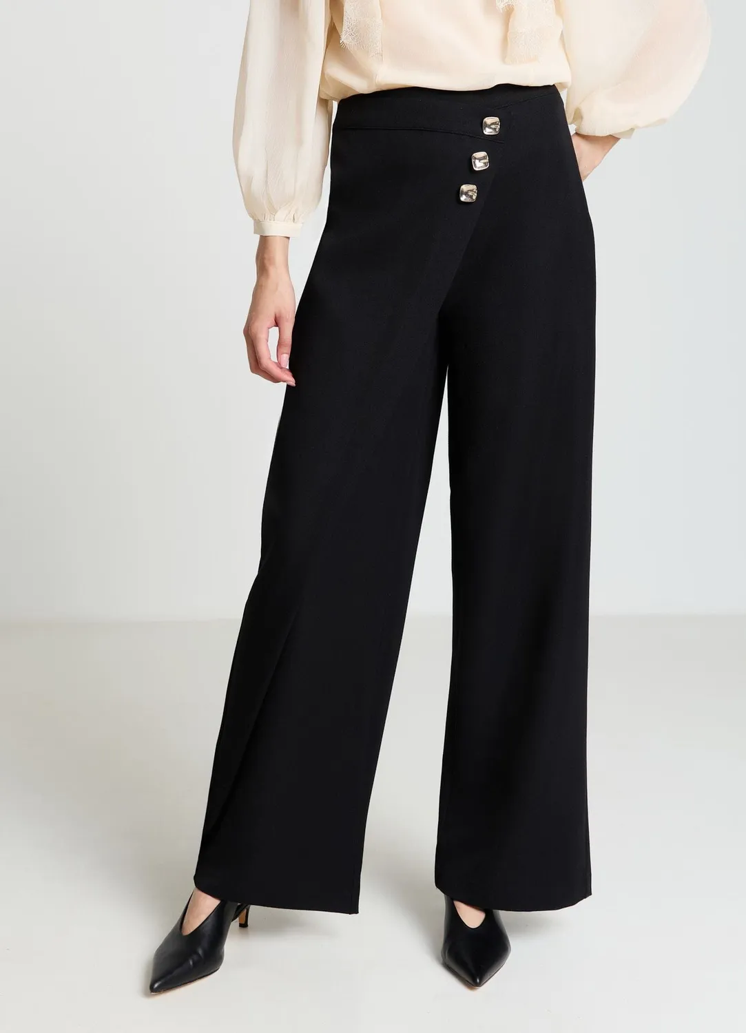 Calliope pantalon portefeuille wide leg uni femme