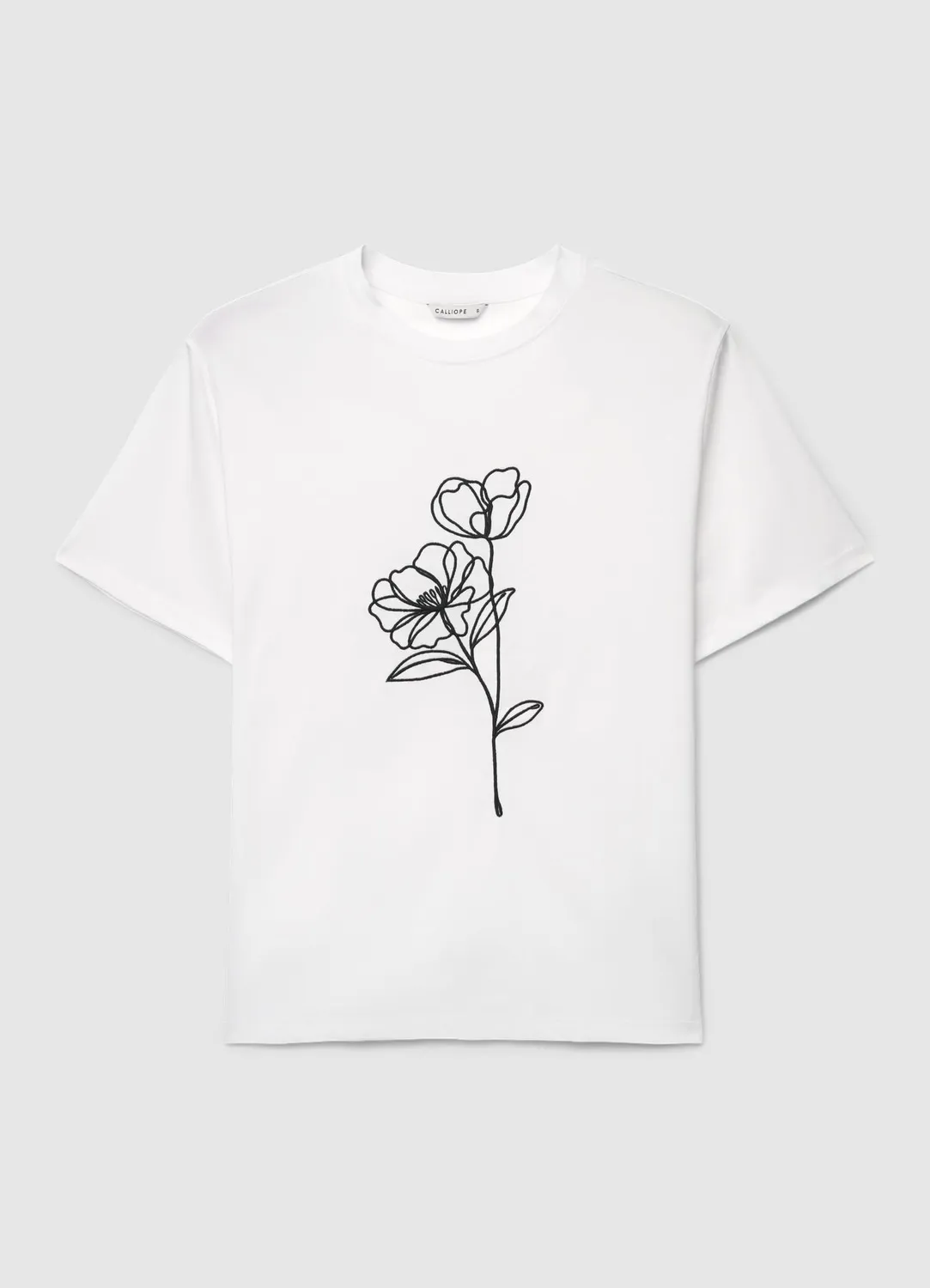 Calliope t-shirt femme broderie fleurs col rond