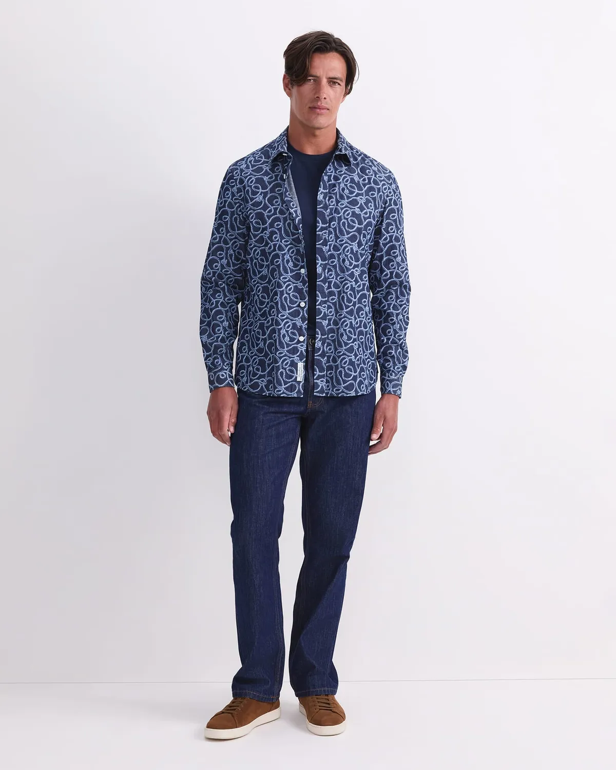 Sportscraft Rope Long Sleeve Print Shirt chemise denim homme