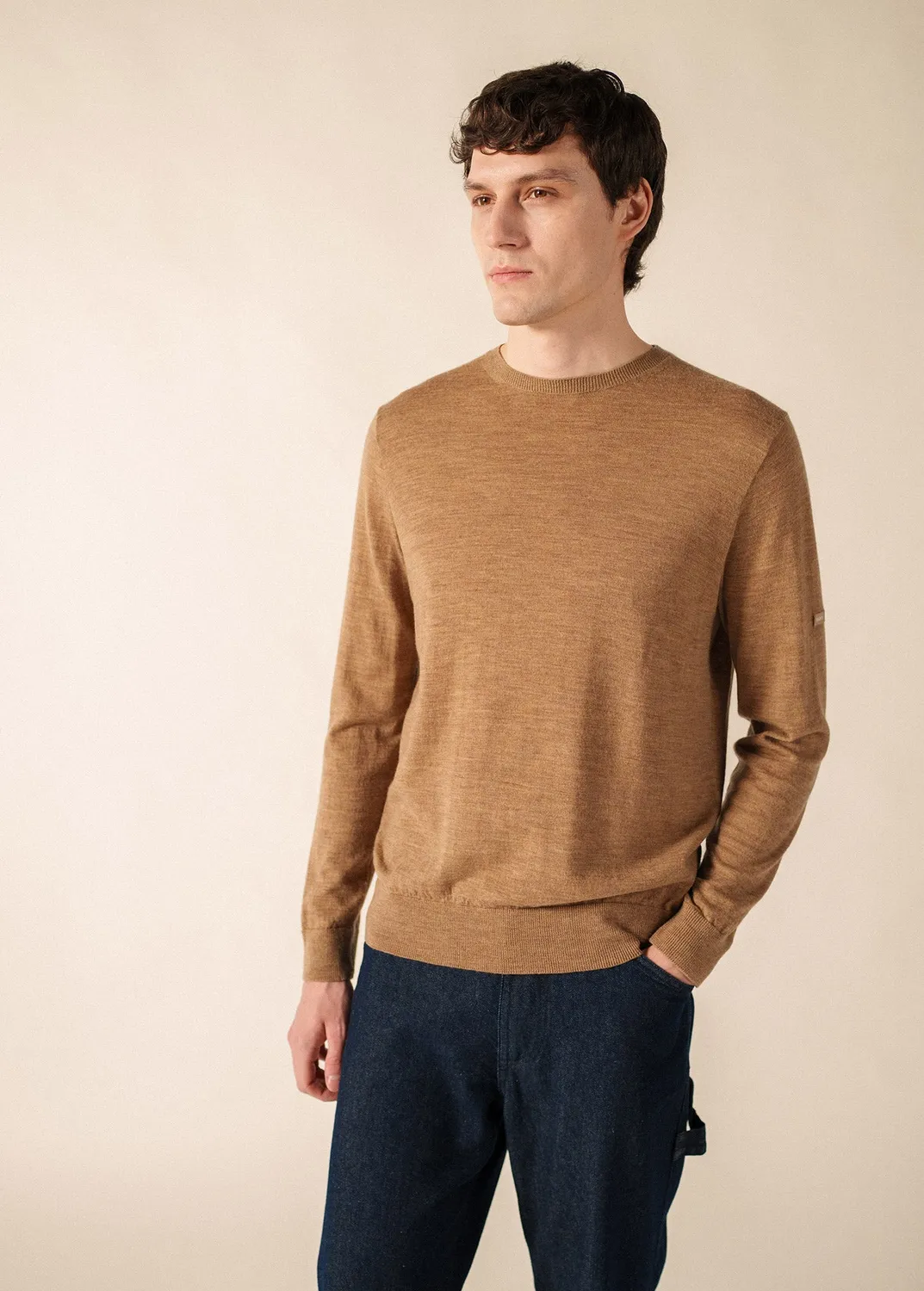 Saint James Trieste pull beige foncé laine fine