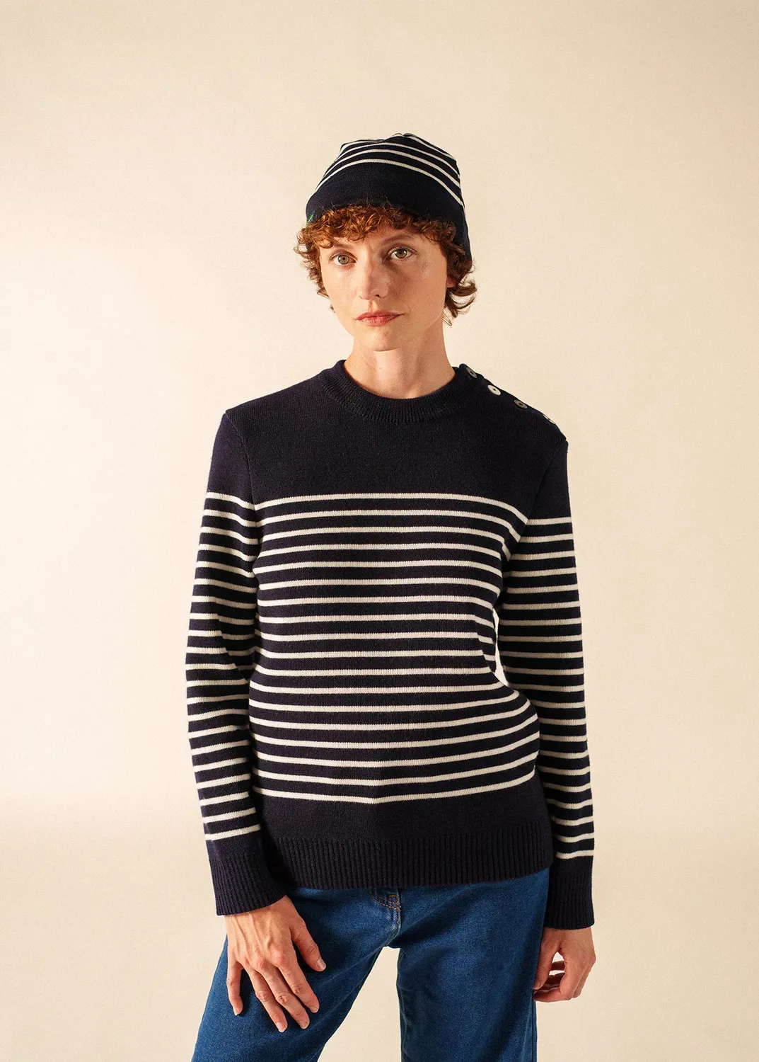 Saint James bonnet phosphorescent laine navy taille unique