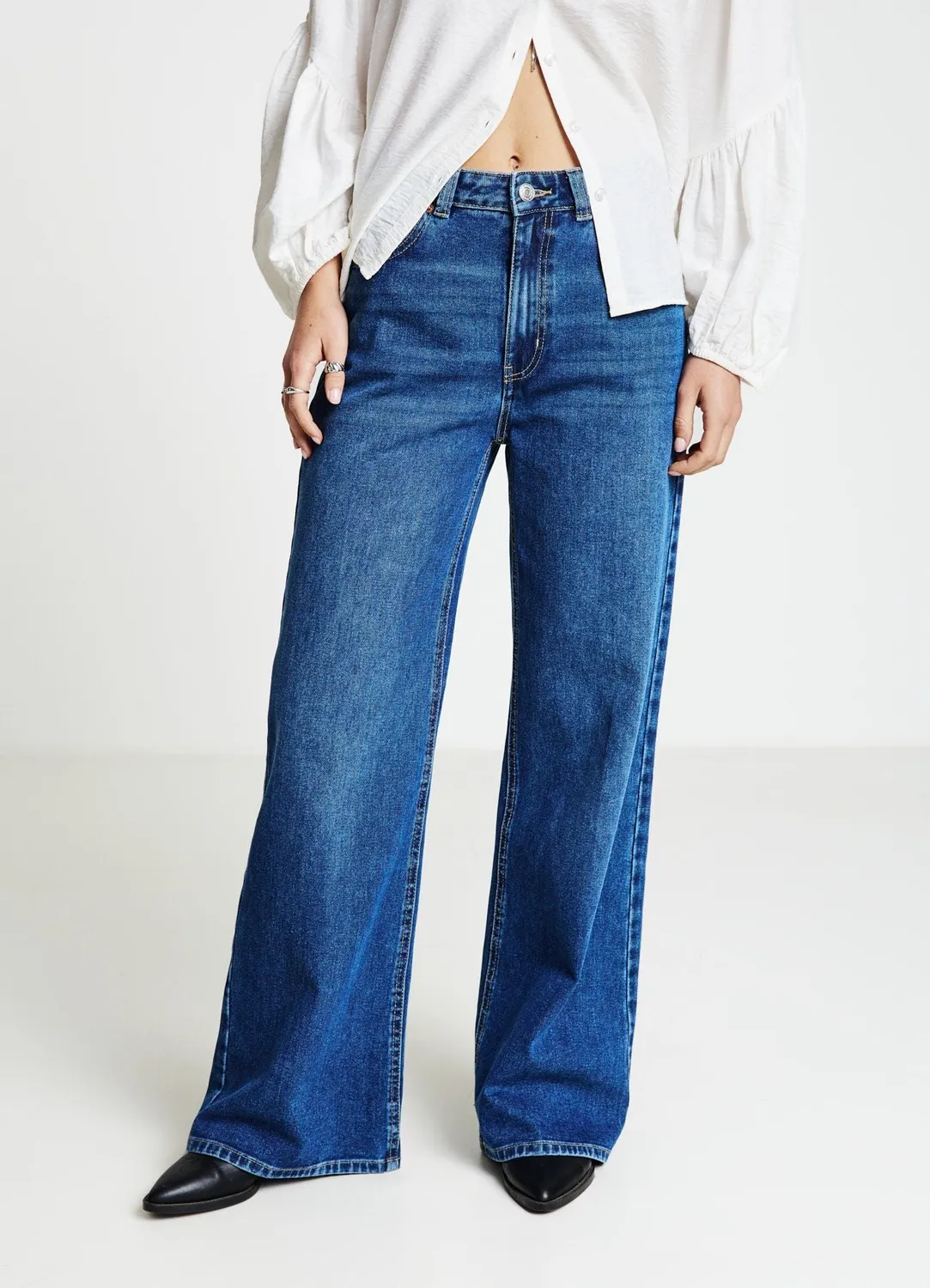 Calliope jean palazzo femme large 5 poches