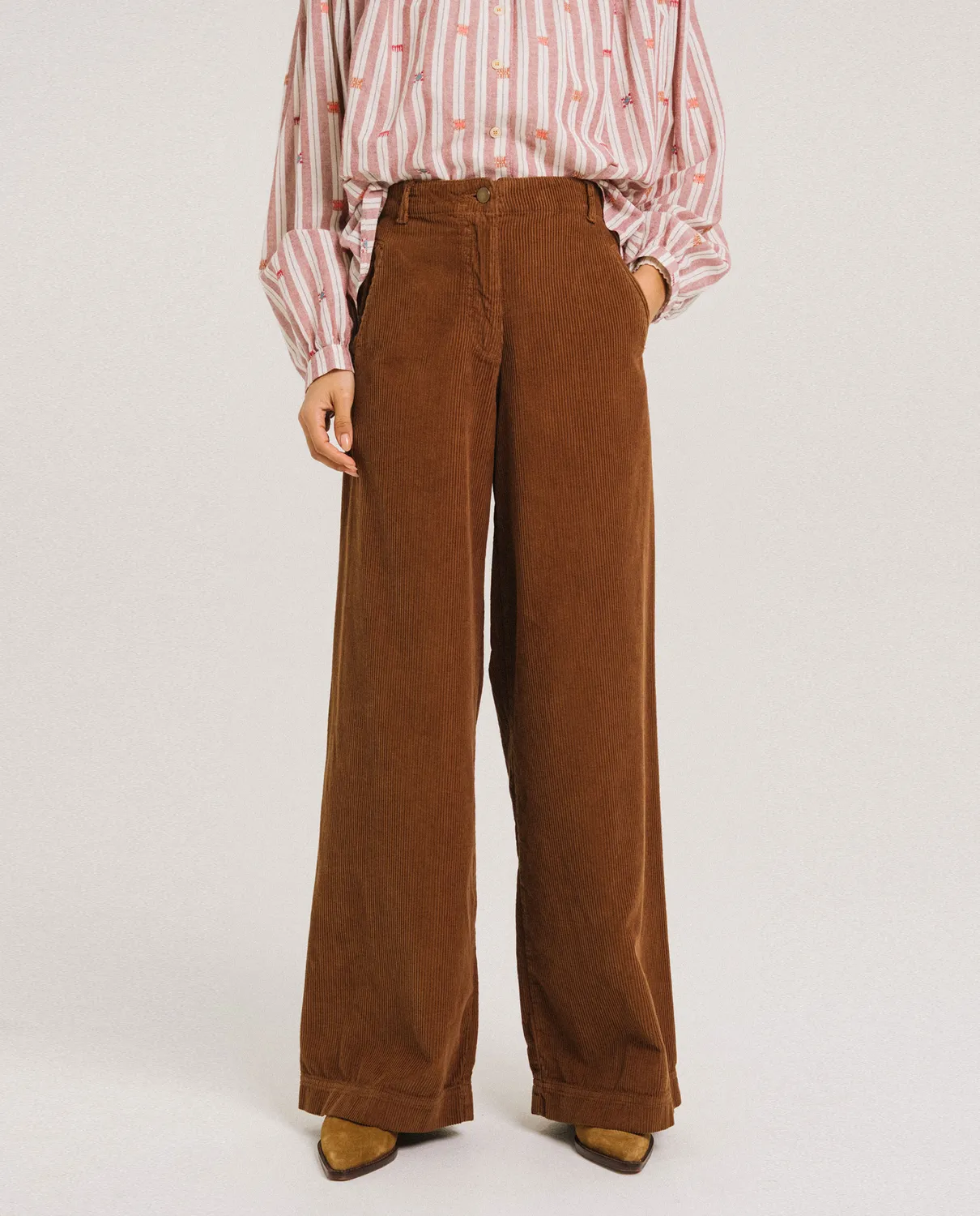 Tinsels Fedel pantalon ginger velours brodé