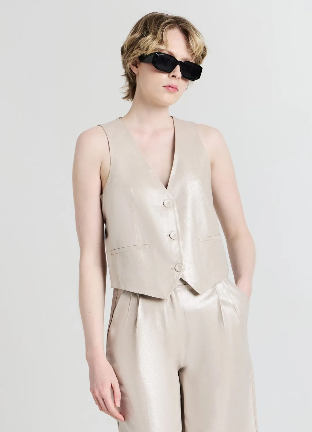 Calliope gilet femme laminé 3 boutons taille S